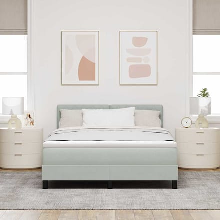 vidaXL - Boxspring - bed - met - matras - Lichtgrijs - 160 - x - 200 - cm - Fluweel