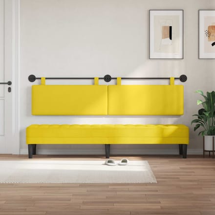 vidaXL - Hangend - hoofdbord - Licht - Geel - Corduroy - stof