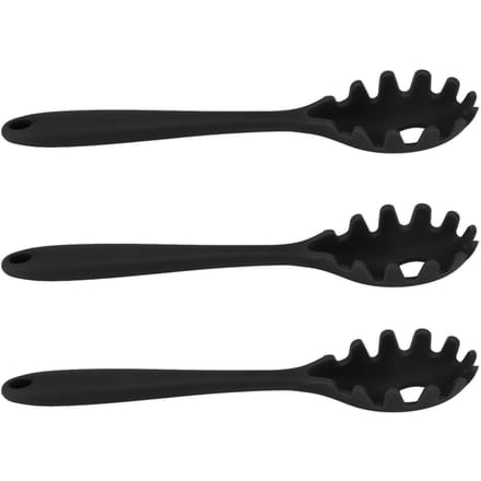 Lot de 3 cuillères à spaghetti en silicone, de qualité alimentaire, résistantes à la chaleur L noir