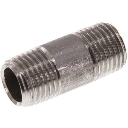R 1/4'' RVS Dubbele Pijpnippel 20 Bar DIN 2982 - 30mm