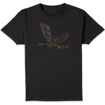 Harry Potter Hedwig Broom Gold t-shirt - Zwart - M