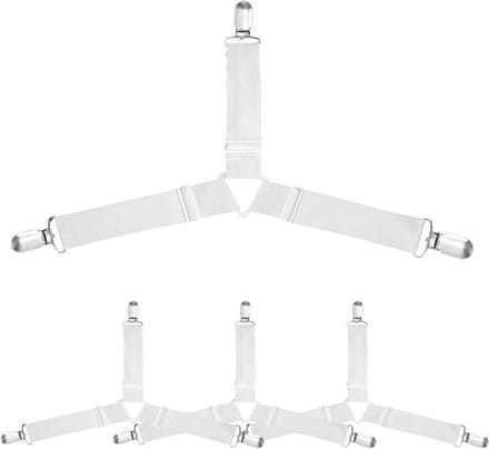 Verstelbare bedlakenspanners met clip - 4 stuks elastische spanbanden voor beddengoed en matrassen