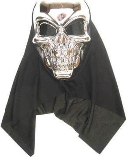 Horror masker doodshoofd zilver met doek