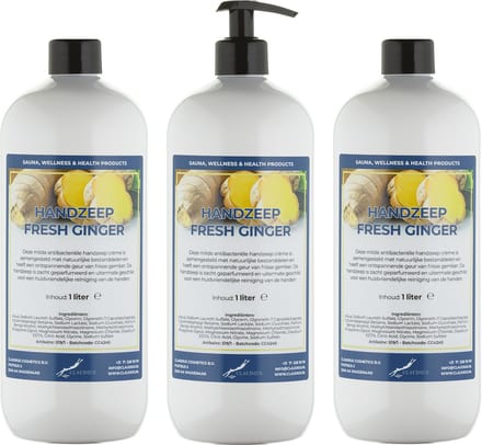 Handzeep Fresh Ginger 1 liter - met gratis pomp - set van 3 stuks