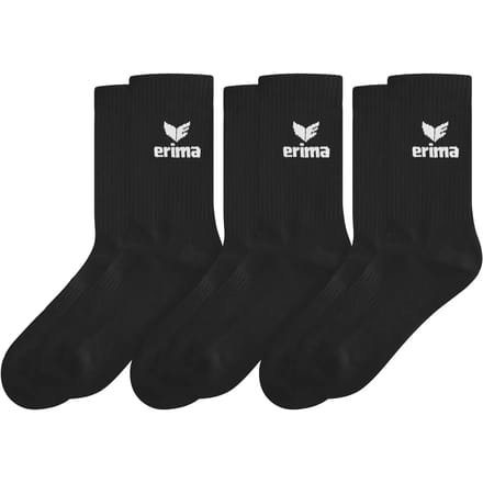 Erima 3-Pack Sportsokken - Zwart | Maat: 47-50