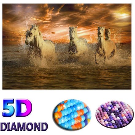 Peinture Diamant Cheval Broderie Diamant Dessin Animé Point de Croix 20X30CM beige