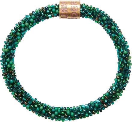 Return to Sender | Armband roll on groen met glazen kralen - kralenarmband Ø 7 cm