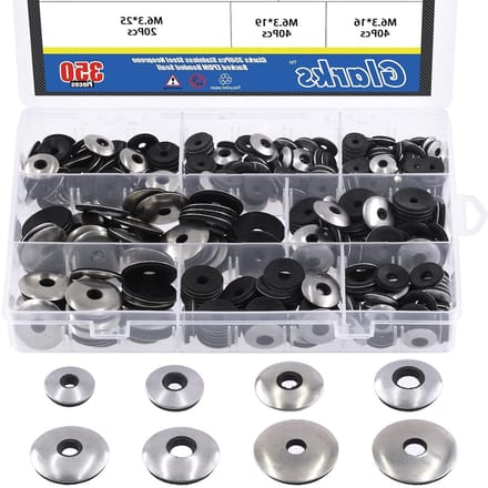 320 Stuks RVS Neopreen Gevoerde EPDM Afdichtringen Assortiment voor Schroeven #4, #5 en #6