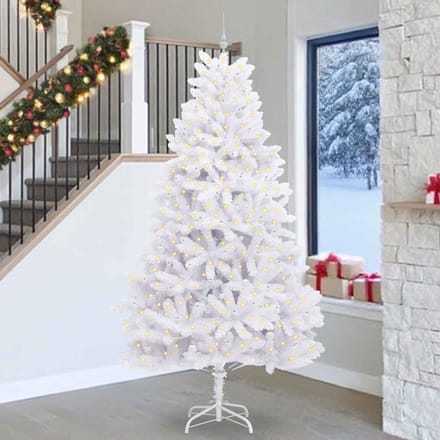 vidaXL Kunstmatige Inklapbare Kerstboom Wit 270 cm PVC en staal