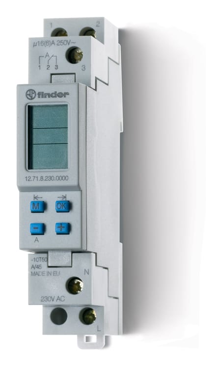 Finder Digitale Wekker Timer Schakelaar 16A 230V DIN Rail - 12.71.8.230.0000