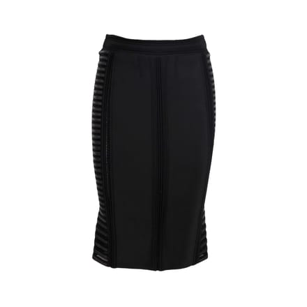 Roberto Cavalli Stretch Midi Rok met Gevoerde Details - '10s