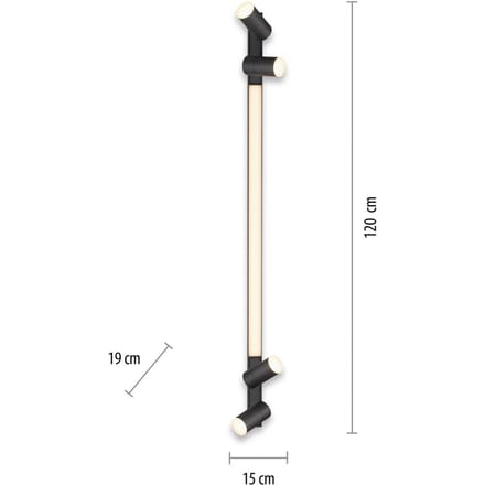 PURE LED plafondlamp Lines, 120 cm, antraciet, afstandsbediening