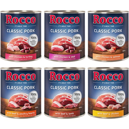 12x800g Mix (6 Smaken) Classic Pork Rocco Hondenvoer