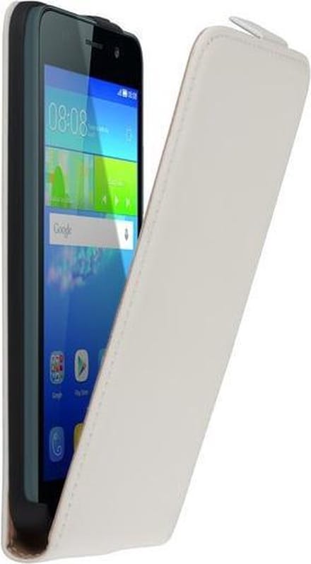 Wit leder flipcase Huawei Y6 flipcase Telefoonhoesje