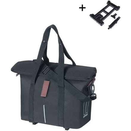 Basil City - Fietshandtas MIK-KF-hook - 8-11L - Zwart - Waterafstotend - Reflectiedetails