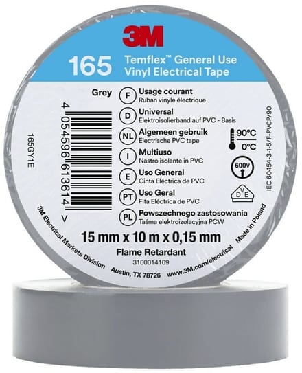 Professionele Vinyl Elektrische Isolatietape Grijs - 15mm Breed, 10 Meter Lang - Set van 100 Rollen