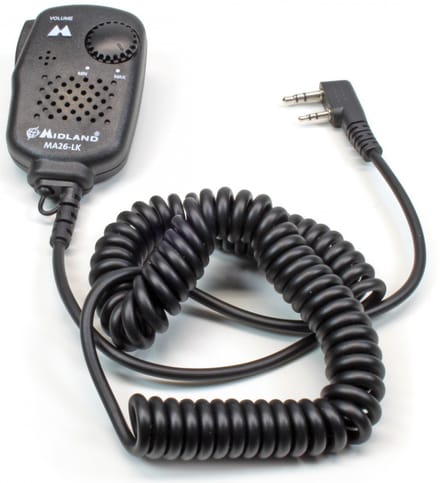 Midland MA-26LK Speakermicrofoon C515.04 Kenwood 2 pins , volumeregeling, earphone aansluiting, portofoons