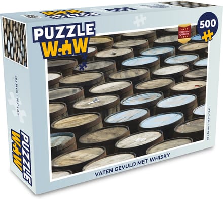 Puzzel Vaten gevuld met whisky - Legpuzzel - Puzzel 500 stukjes