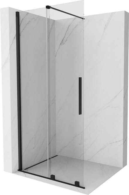 Mexen Velar schuifbare inloopdouchewand 70 x 200 , transparant 8 mm, zwart - 871-070-000-03-70