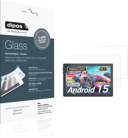 dipos – 2x Matte Pantserfolie geschikt voor DigiLand MID1050 | 9H Screenprotector