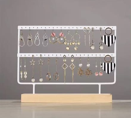 Go Go Gadget - Witte Sieradenhouder - 27x22x7 cm - Metaal & Hout - Oorbellenrek - Perfecte Display