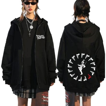Chemical Romance Mcr Dode Rits Trui Zwart Parade Punk Emo Rock Rits Sweatshirt Mannen M black