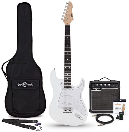 LA Elektrische Gitaar, Wit, 10W Gitaarversterker & Accessoireset
