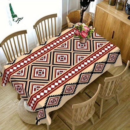 1 pièce Nappe Tribale Sud-Ouest Rectangulaire Tissu Polyester pour Usage Intérieur/Extérieur Décorations de Table Housse de Table 145X200CM