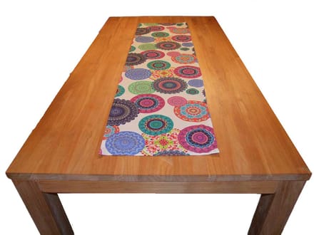 Tafelloper Mandala - Magma Heimtex - 100% katoen - wit - multicolor - magische cirkel - ca. 40 x 150 cm