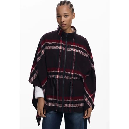 Geruite poncho voor dames Desigual Aldama