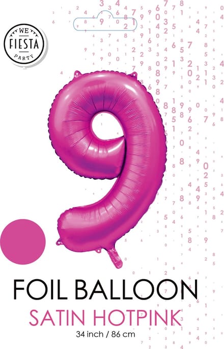 folieballon cijfer 9 mat warm roze metallic