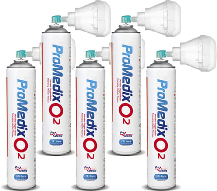 Promedix PR-994 - Set van 5 stuks Draagbare zuurstofinhalator in een blik 99,4% O2 12L