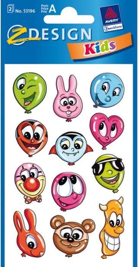 papieretiket Z-design Kids pakje a 2 vel ballongezichtjes