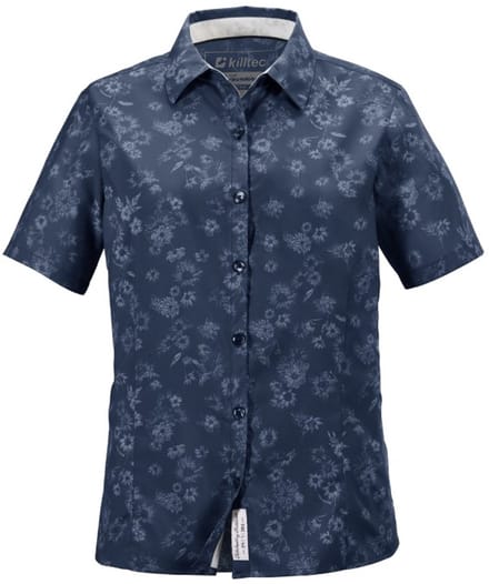 Killtec dames wandelblouse - quick dry - blauw print - korte mouwen - maat 38