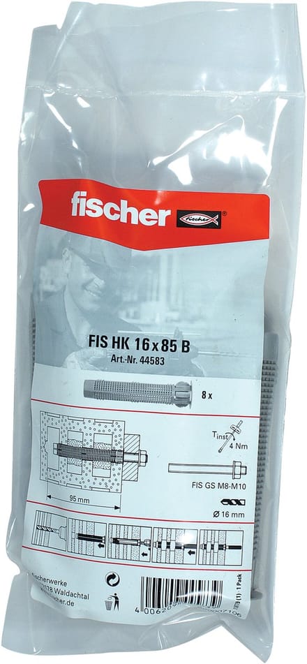 Fischer injectiehuls ZB FIS HK 16X85 polybag (8x)044583