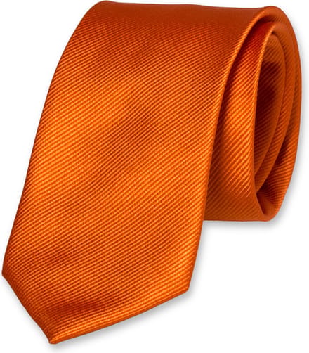 E.L. Cravatte Stropdas - Donkeroranje - 100% Zijde
