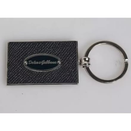 Dolce & Gabbana Zwart leren logo metalen ring sleutelhanger sleutelring