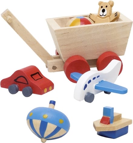 Goki Houten poppenhuis kinderkamer accessoires 7-delig