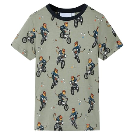 vidaXL - Kinderpyjama - met - korte - mouwen - 92 - lichtkaki