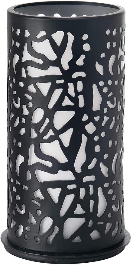 Moderne Metalen Kaarshouder Twist Zwart - 140x75 mm