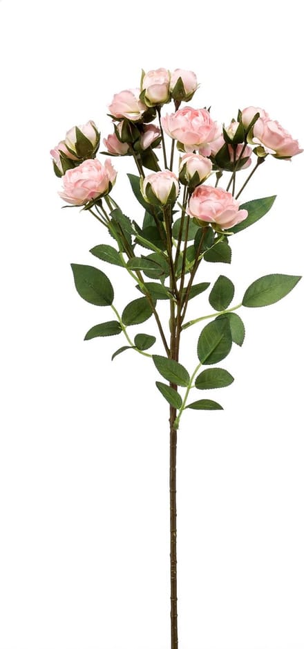 Emerald - Kunstbloem Roos mini 57cm lichtroze - Kunstplant voor binnen