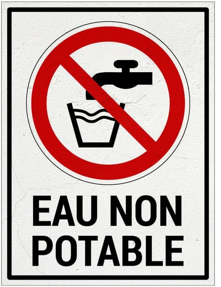 Eau non potable bord met tekst | Sign Again materiaal | 40 x 30 cm