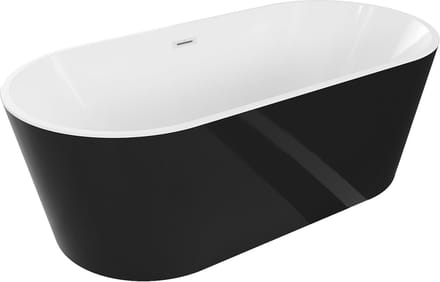 Mexen Luna vrijstaande badkuip 150 x 75 , wit/zwart, overloop wit - 52031507575-20