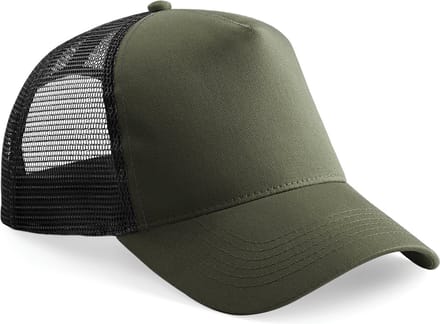 Beechfield Heren Half Mesh Trucker Cap / Hoofddeksel (Olijfgroen/zwart)