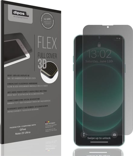dipos FLEX – Matte Privacy Screenprotector geschikt voor GFive Note 25 Ultra | Volledige Schermbescherming | Case-Friendly