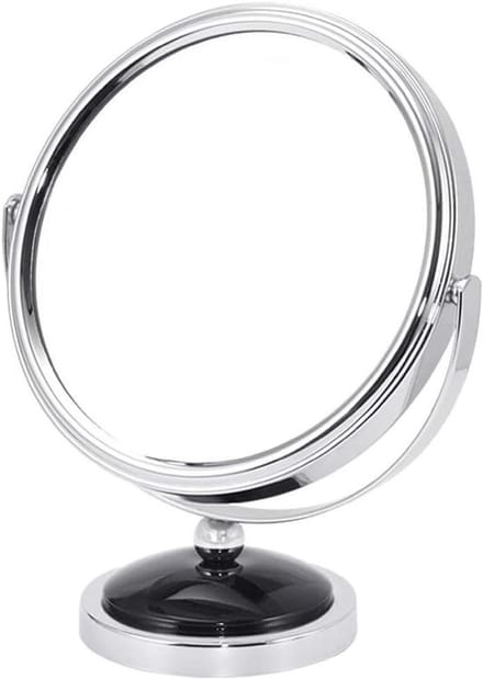 Desktop Makeup Vanity Mirror, 3x Magnification Beauty Mirror Double Sided Cosmetic Mirror 360°Rotatable Bathroom Mirror Portable, Silver_7 inch