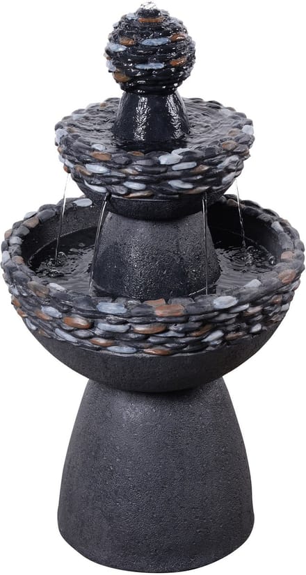Teamson Home Tuin Waterornament - Waterfontein - 3-Laags ontwerp - Donkergrijs