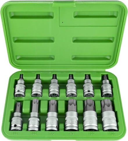JBM Tools Torx doppenset 1/2" in twee lengtematen met stevige opbergdoos