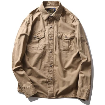 Lente en Herfst Dunne Heren Lange Mouw Overhemd Tooling Overhemd XL beige
