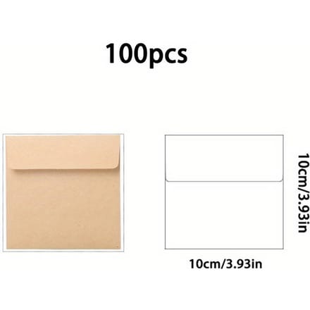 Lot de 100 mini enveloppes carrées vintage, enveloppes littéraires pour invitations occidentales en papier kraft marron